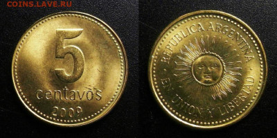 МОНЕТЫ МИРА 10-19 - Аргентина - 5 сентаво (2009)