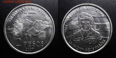 МОНЕТЫ МИРА 10-19 - Аргентина – 2 песо (2007) «25 лет оккупации Мальвинских (Фолклендских) островов; герои войны» №11