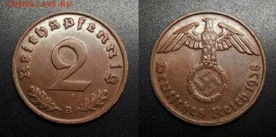 МОНЕТЫ МИРА 10-19 - Германия (3-й Рейх) – 2 рейхспфеннига (1938 В) №4
