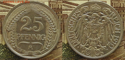 Германия Империя 25 пфеннигов 1910 A aUNC до 14.11 в 22-30 - Германия Империя 25 пфеннигов 1910 A aUNC до 14.11 в 22-30