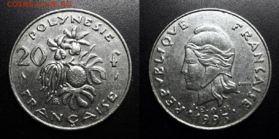 МОНЕТЫ МИРА 10-19 - Франц. Полинезия – 20 франков (1993) «Плод хлебного дерева, стручки ванили»