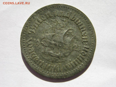 Германия Бремен нотгельд 50 пфеннигов 1921 корабль до 15.11 - IMG_3456.JPG