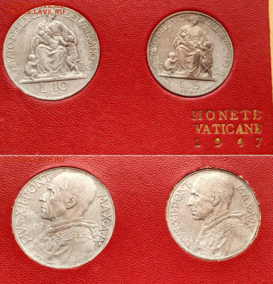 Ватикан 4 монеты - Italy_Ватикан_5и10лир_1947