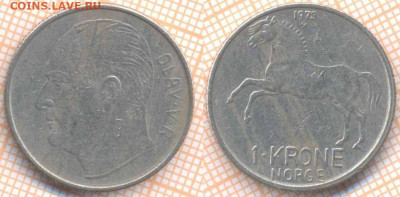 Норвегия 1 крона 1973 г., до 18.11.2019 г. 22.00 по Москве - Норвегия 1 крона 1973  8483