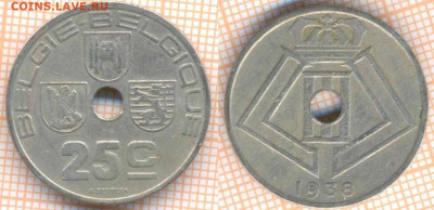 Бельгия 25 центов 1938 г., до 18.11.2019 г. 22.00 по Москве - Бельгия 25 сантимов 1938  8489