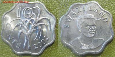 Свазиленд 10 центов 2002 г До  14-11 в 22-00 мск - свазиленд
