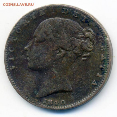 Британия фартинг 1840 - Британия_фартинг-1840_А