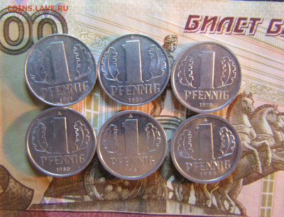 ГЕРМАНИЯ 1 пфенниг ГДР - 6 шт 1961-87 гг      до 18.11. - IMG_6364.JPG