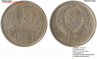 Жетон(?) из 15 коп 1985 г. с надчеканом "8", реверс затёрт - 3 3 (жетон из 15-ти копеек СССР 1981 года)