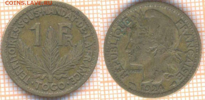 Того 1 франк 1924 г. , до 19.11.2019 г. 22.00 по Москве - Того 1 франк 1924  7217