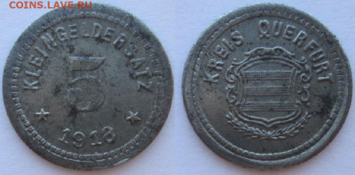 Нотгельды Германии. Обзорная тема. - 5 пф. 1918г. Кверфурт, сталь.JPG