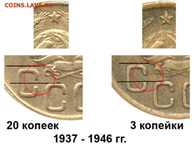 3 копейки 1943 перепутка - 3 копейки 1937-46 отличия от 20 копеек