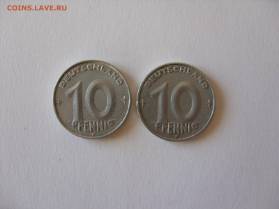 10 пфеннигов ГДР 1950 E. Наплыв. - 10 пф 1950 ГДР брак - 1