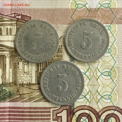 Германия 5 пфеннигов 1894,1905,1912 года. До 22:00 22.11.19 - D396E816-8572-420D-A53E-C72500AA1011