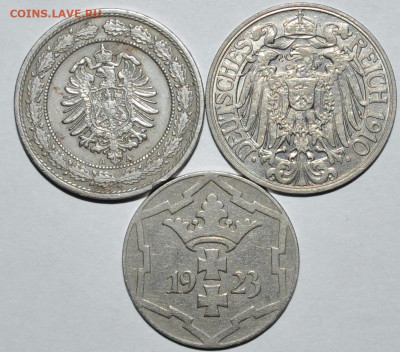 10 пфеннигов 1923 Данциг,25 пфеннигов 1910,20 пфеннигов 1887 - DSC_0542.JPG