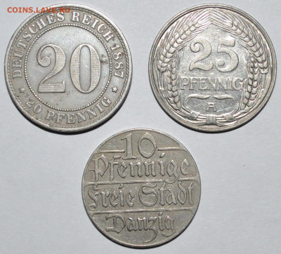 10 пфеннигов 1923 Данциг,25 пфеннигов 1910,20 пфеннигов 1887 - DSC_0540.JPG