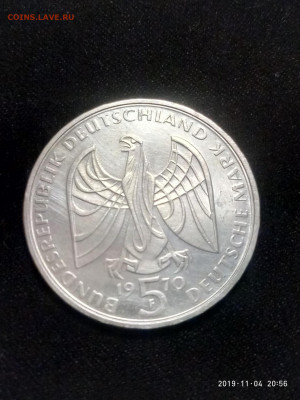 5 марок 1970г ФРГ Бетховен до 21.11 в 22.00 - P91104-205632