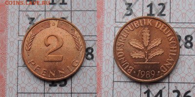Германия 2 пфеннига 1989 D до 25.11 - Германия 89