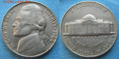 США 5 центов 1959-2002 г. - 22.36. -США 5 центов 1964 D   170-к57-10433