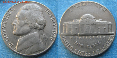 США 5 центов 1959-2002 г. - 22.42. -США 5 центов 1976    170-к57-10463
