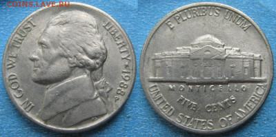 США 5 центов 1959-2002 г. - 22.53. -США 5 центов 1988 P    170-к57-10458