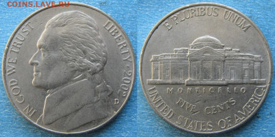 США 5 центов 1959-2002 г. - 22.58. -США 5 центов 2002 D   170-к57-10485