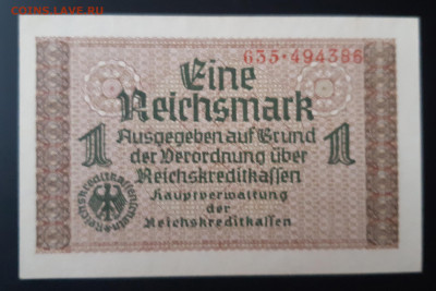 Германия Оккупация 1 рейхсмарка 1939 - 1945 UNC - 20191120_112932