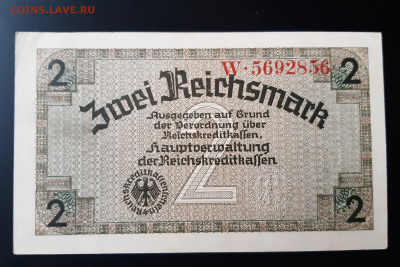 Германия Оккупация 2 рейхсмарки 1939 - 1945 aUNC - 20191120_113022