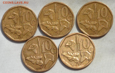 ЮАР 10 центов 1993 ,95 (5 шт ). 23. 11. 2019. в 22 - 00 . - DSC_0505