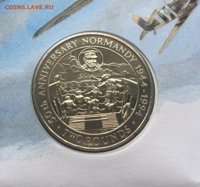 КПД Гернси 2 фунта 1994 50 лет высадка в Нормандии конверт - kpd_gernsi_2_funta_1994_50_let_vysadka_v_normandii_konvert_marki_krona_shajba2