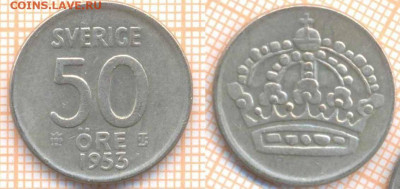 Швеция 50 эре 1953 г. , до 27.11.2019 г. 22.00 по Москве - Швеция 50 эре 1953  7375