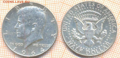 США полдоллара 1964 г. Ag900 , до 28.11.2019 г. 22.00 по Мос - США полдоллара 1964  7397