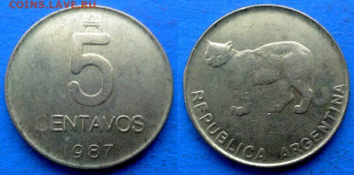 Аргентина - 5 сентаво 1987 года (Фауна) до 27.11 - Аргентина 5 сентаво, 1987