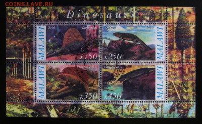 Малави (2010) «Вымершие животные» (блок марок №2) до 26.11 - Малави (2010) «Вымершие животные» (блок марок №2) (гашеные)