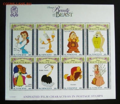 Св. Винсент DISNEY, «Красавица и Чудовище» (блок) до 26.11 - Св. Винсент DISNEY, «Красавица и Чудовище» (блок марок) (чистые)