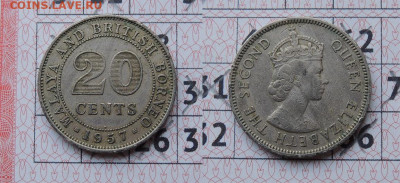 Малайя и Британское Борнео 20 центов 1957 H до 29.11 - малайя 20с