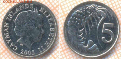Каймановы острова 5 центов 2005 г. , до 29.11.2019 г. 22.00 - Кайманы 5 центоов 2005  8539
