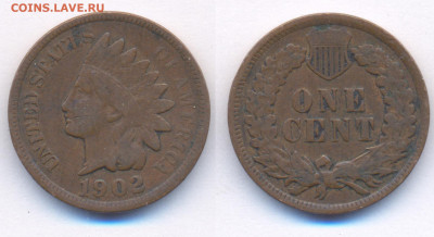 США 1 цент 1902 Indian head	 до 	30.11.19	 22:00 МСК - 14