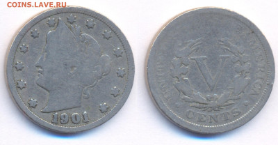 США 5 центов 1901 Liberty Head	 до 	30.11.19	 22:00 МСК - 15