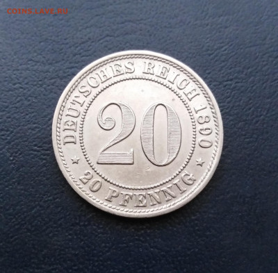 Германия 20 пфеннигов 1890г. А до 26.11.19г. в 22.00 мск - 20 пф 1890 р
