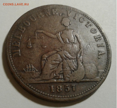 Австралия 1пенни 1855 Мельбурн королева Виктория Корабль Лев - 20191124_211134