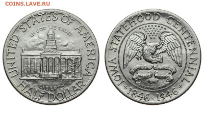 США. 50 центов 1946 г. 100 лет штату Айова. До 27.11.19. - Р122.JPG