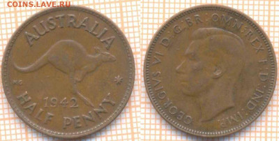 Австралия полпенни 1942 г. , до 3.12.2019 г. 22.00 по Москве - Австралия полпенни 1942 7459