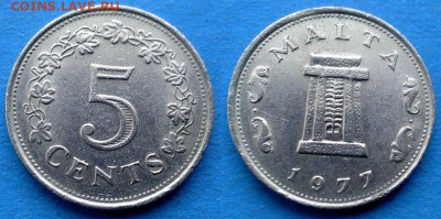 Мальта - 5 центов 1977 года до 3.12 - Мальта 5 центов, 1977