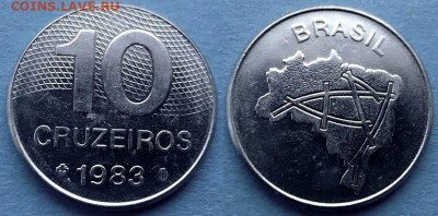 Бразилия - 10 крузейро 1983 года в блеске до 3.12 - Бразилия 10 крузейро, 1983