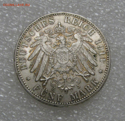 Бавария. Луитпольд - принц регент, 90 лет. 5 МАРОК 1911 года - 1911 (3).JPG