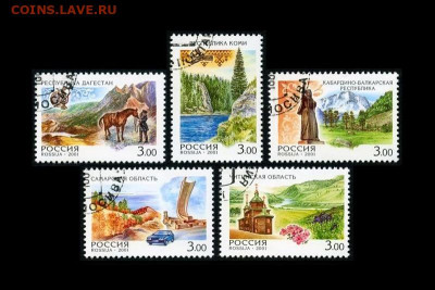 ФИКС - РФ 2000, 2001. Регионы. Серии, квартблоки, гашёные. - Регионы 2001 645-649 гаш