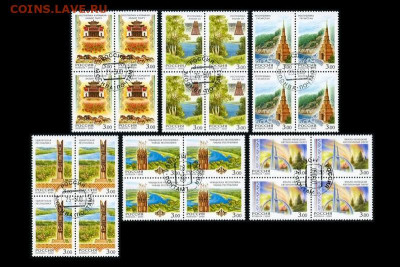 ФИКС - РФ 2000, 2001. Регионы. Серии, квартблоки, гашёные. - Регионы 2000 587-592 КБ гаш