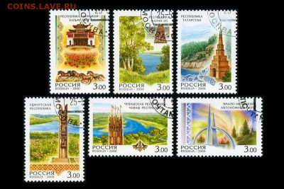 ФИКС - РФ 2000, 2001. Регионы. Серии, квартблоки, гашёные. - Регионы 2000 587-592 гаш