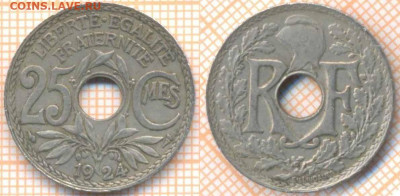 Франция 25 сантимов 1924 г., до 4.12.2019 г. 22.00 по Москве - Франция 25 сантимов 1924 7477